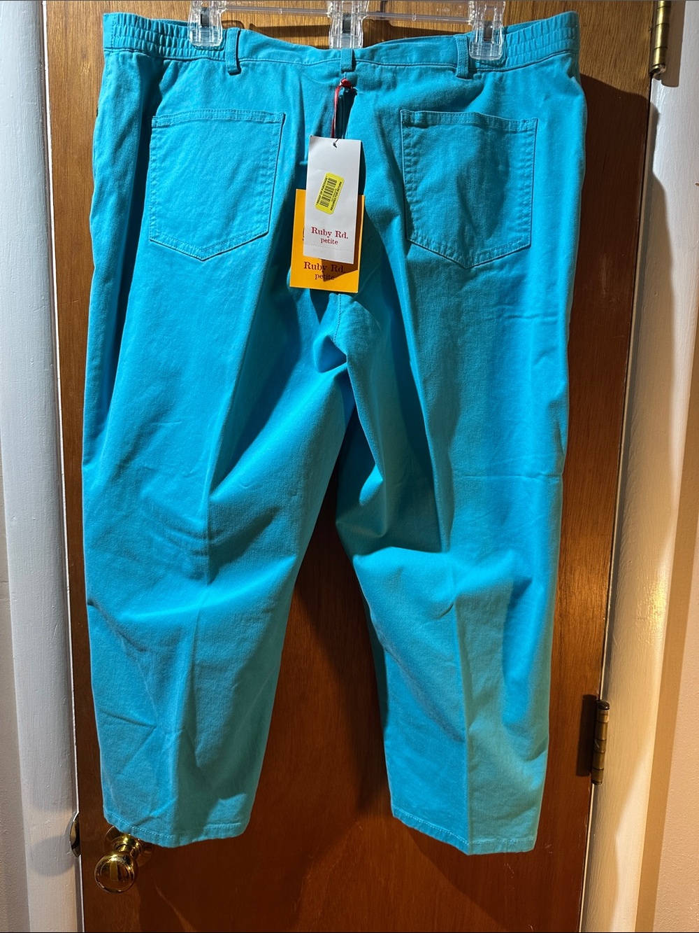 Ruby Rd. Bright Turquoise Cropped Button-Hem Pants - Picture 5 of 6